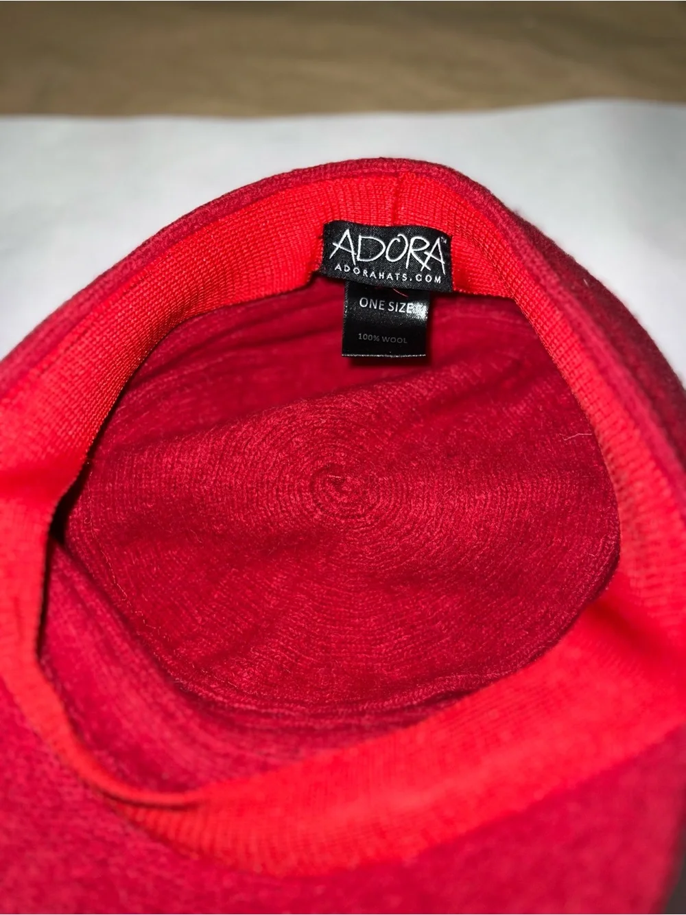 ADORA Red 100% Wool Newsboy Hat Cabbie Cap Structured Brim